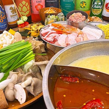 【鍋コース】海鮮ときのこの2色火鍋含む全6品2時間飲み放題付き6,000円
