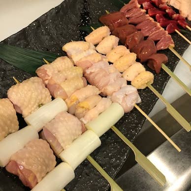 比内地鶏の特上串。朝引きの比内地鶏です。