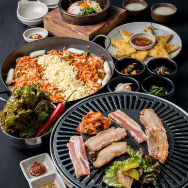 サムギョプサル＆チーズダッカルビWメイン満福コース