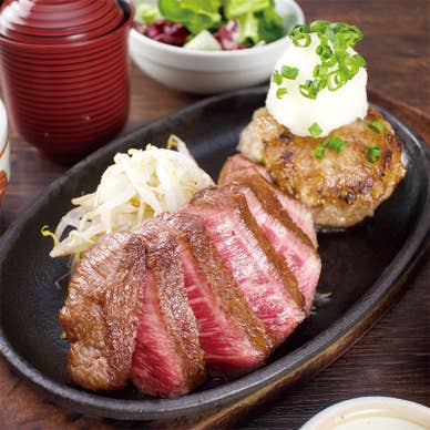 飲めるハンバーグと赤身ステーキコンボ