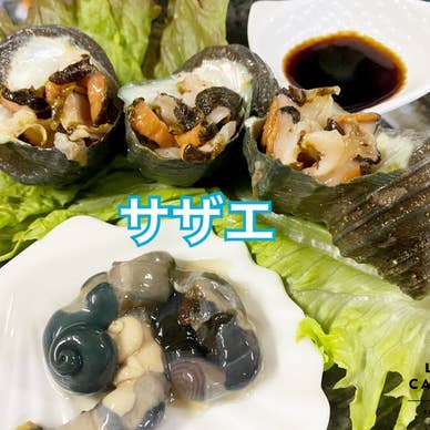 サザエの刺身、つぼ焼き