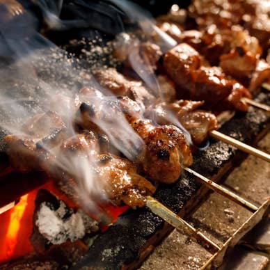 『炭火で丁寧に焼き上げる◆地鶏焼き鳥を食べ放題で』